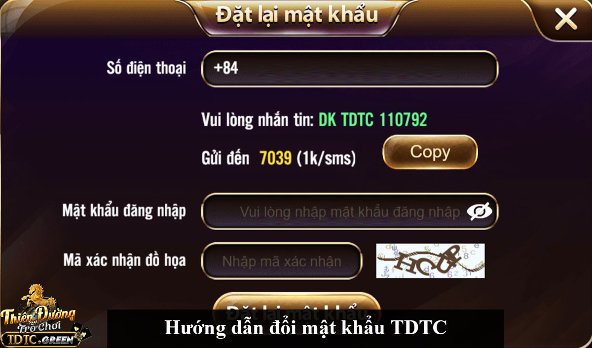 đổi mật khẩu TDTC